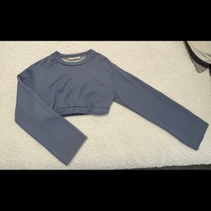 Wide sleeve crop top- Blue 🔵